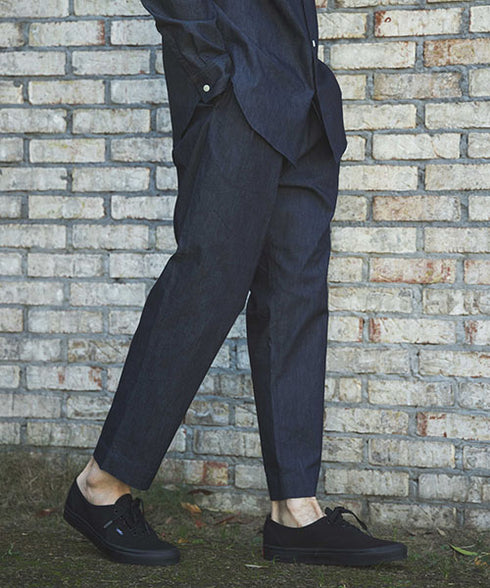 MR.OLIVE / COOLMAX STRETCH DENIM / 2TACK TAPERED EASY PANTS ミスターオリーブ/クールマックスストレッチデニム/2タックテーパードイージーパンツ